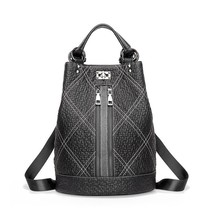 Women Soft Leather Black Backpack Genuine Leather BackpaGirls Mochila Mujer Back - £82.16 GBP