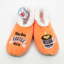 Snoozies Women&#39;s May Your Coffee Kick Non Skid Slippers Medium 7/8 Orange - £10.19 GBP