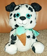 14&quot; Dalmatian Black White Puppy Stuffed Animal Plush Teal Ice Cream Cone - £16.90 GBP