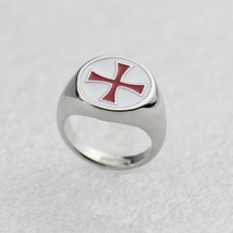 New Red Enamel Ring Gamer Knights Templar Party Ring Fashion Jewelry Stainless S - £7.70 GBP