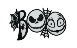 Boo Halloween Embroidered Applique Iron On Patch 3.6&quot; x 2.0&quot; Jack Skellington - £5.42 GBP