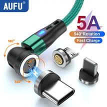 AUFU 5A Magnetic Connect Rotating Fast Charging Cable - Type-C / Micro USB / Lig - £7.30 GBP+