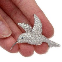 3.50 Ct Round Cut Diamond Amazing Hummingbird Brooch Pin 14K White Gold Over - £128.20 GBP