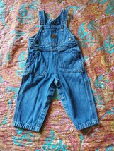 Carhartt Overalls Blue Denim Jeans Baby Boys Girls Snaps Straps 12 months - £17.65 GBP