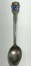 Crown Blue &amp; Brass English Collector Souvenir Sterling Silver .925 Spoon - £59.61 GBP