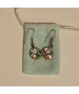 Vintage Alpaca Mexican Abalone Inlay Silver Dangle Earrings NOT MARKED - $27.03
