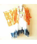 CB609 Tie Dye Women Rayon Batik Plus Cover Up Open Duster Cardigan - up ... - $24.90