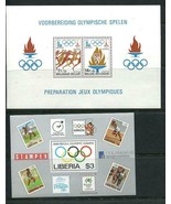 Olympics Games  4 Souvenir Sheets Belgium  Liberia MNH 7655 - £4.65 GBP