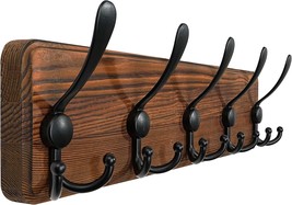 Webi Coat Rack Wall Mount,Coat Hooks Wall Mounted,16&quot; Hole To Hole,Wood, Brown - £25.40 GBP