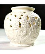 Vintage Ceramic Cream White Vase with Roses 4.5” Tall &amp; 4.5” Wide With C... - $455.97 MXN