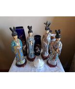 Set of 4 Geisha Hand Carved Head &amp; Hands Traditional Kimono are Cloisonn... - $10,300.00