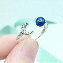 925 Sterling Silver China Exclusive Blue Earth and Moon Open Ring - £14.21 GBP