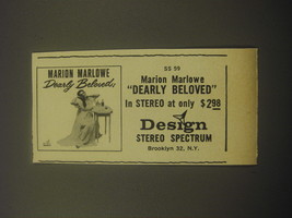 1959 Design Stereo Spectrum Album Ad - Dearly Beloved by Marion Marlowe - £11.77 GBP