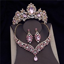 Princess Bride Jewelry Sets for Women Fashion Tiaras Wedding Necklace Set Crown  - £28.15 GBP