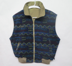 Vtg Columbia Reversible Womens Vest Tan Nylon Aztec Print Fleece Sz M Liner - £26.65 GBP