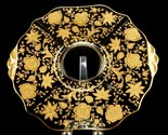 Cambridge Glass Wildflower Pattern Cheese &amp; Cracker Platter, 11&quot; Gilded,... - $39.15