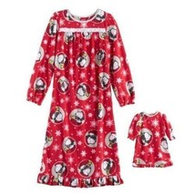 Girls Nightgown Winter Snoopy Red Long Sleeve &amp; Doll Gown 2 pc Fleece Pajamas- 6 - £14.24 GBP