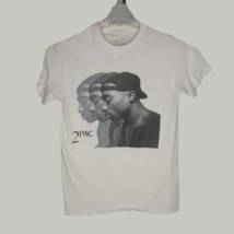 2Pac Mens Shirt Small White Retro Photo Portrait Graphic Tee Casual  - £11.68 GBP