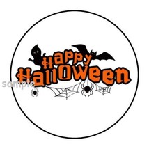 30 Happy Halloween Envelope Seals Labels Stickers 1.5&quot; Round Spiders Bats Ghost - £5.98 GBP