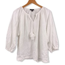 J Crew White Embroidered Tassel Tie Blouse Medium - £21.14 GBP