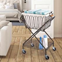 Rolling Laundry Basket Hamper Cart Washing Clothing Basket Carrier On Wheels New - $112.99