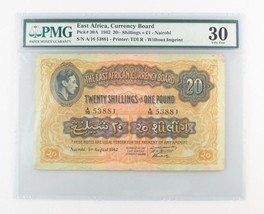 1942 East Africa 20 Shillings or 1 Pound (VF-30 PMG) Currency Board /- £ P-30A - £1,225.73 GBP