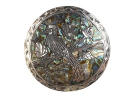 Vintage Mexican sterling/Abalone engraved bird pendant - £43.42 GBP