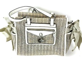 Juicy Couture Silver Metallic Woven Daydreamer YHRU3044 Tote Purse Bag White - £23.66 GBP
