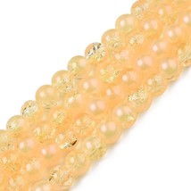 Crackle Glass Beads 8mm Gold Orange Glitter Bulk Jewelry Supplies Mix 20pcs - £3.15 GBP