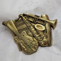 1980 Jazz Band Musical Belt Buckle Baron Buckles Solid Brass Guitar Sax Horns - £21.97 GBP