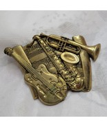 1980 Jazz Band Musical Belt Buckle Baron Buckles Solid Brass Guitar Sax ... - $27.79