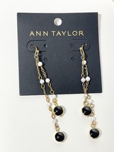 Ann Taylor Gold Chain Black Dangle Bead Hook Fashion Earrings NEW $49.50 - £11.19 GBP