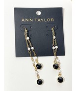 Ann Taylor Gold Chain Black Dangle Bead Hook Fashion Earrings NEW $49.50 - £11.20 GBP