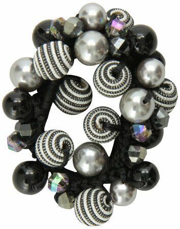 Caravan Faceted Ab And Colored Beads+Threaded Beads Enhance This Elastic Pony