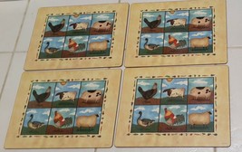 Vintage PIMPERNEL Hard Board Cork Placemats Chicken Animals Duck Sheep S... - £30.45 GBP