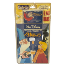 VINTAGE 1998 DISNEY MERLIN L&#39;ENCHANTEUR FRENCH CASSETTE + BOOK NEW SEALED - $28.50