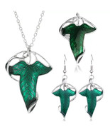 Elven Leaf Brooch &amp;Necklace &amp;Earrings SET Hobbit LOTR Lord of The Rings ... - $57.09 CAD