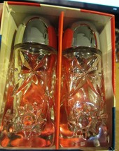Vintage Early American Prescut Glass Salt and Pepper Shakers in box - $23.70