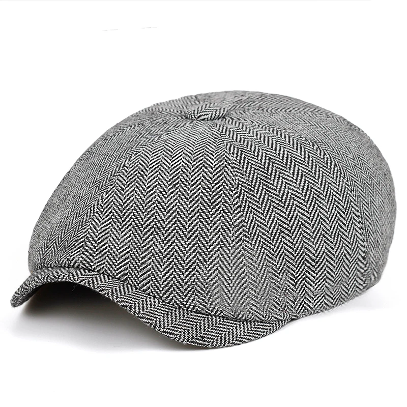 Newsboy Hat Men Beret Dark Grey Celebrity Caps Vintage Tweed Peaky Blinders Bere - £93.94 GBP