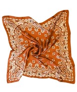 Western Cowgirl Boho Bandana Print Silky Feel Wild Rag Scarf Rustic Brown - $368.69 MXN