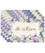 NLUS He is Risen Easter Placemats Set of 4 Christian Cross Lily Flowers - $211.24 MXN