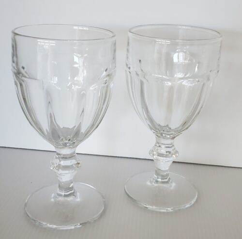 Set of 2 Libbey Gibraltar DURATUFF Crystal Clear iced Tea Clear Wine Glass VTG - $29.03