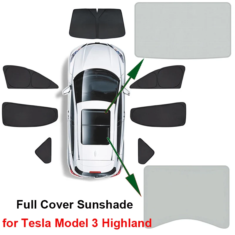 For Tesla Model 3 2024 Highland Sun Roof Shade Skylight Blind Shading Front Rear - £10.76 GBP+