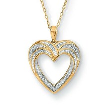 0.30ct Brilliant Cut Simulated 14k Yellow Gold Plated Heart Pendant Necklace - £65.72 GBP