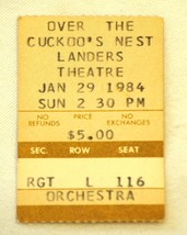 Over The Cuckoo&#39;s Nest Theatre Ticket Stub Jan 29 1984 Landers Theatre O... - £11.76 GBP
