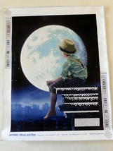 Diamond Art Painting COMPLETED HANDMADE Moon and Boy 12&quot; x 16&quot;  - £29.46 GBP