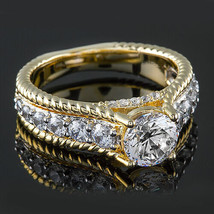 3Ct Rund Schliff Künstlicher Diamant Verlobung Ring 14k Gelbes Gold Überzogener - £86.36 GBP