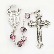 Black Red Rosary, Speckled Faceted Beaded Rosary plus two free prayer cards - £9.55 GBP