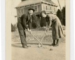 Couple Playing Rock Hockey Photograph Circa 1920&#39;s - $27.72