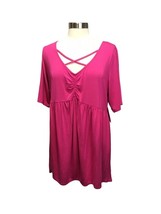 Boutique Womens Hot Pink Knit Criss Cross Top Blouse Size 1x Plus Size NEW - $288.03 MXN